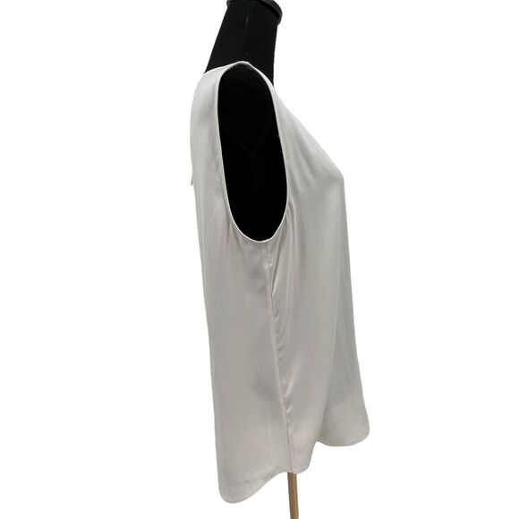 New Eileen Fisher Classic Silk‎ Charmeuse Tank Top Bone Roundneck Sandwashed Med - Picture 4 of 10
